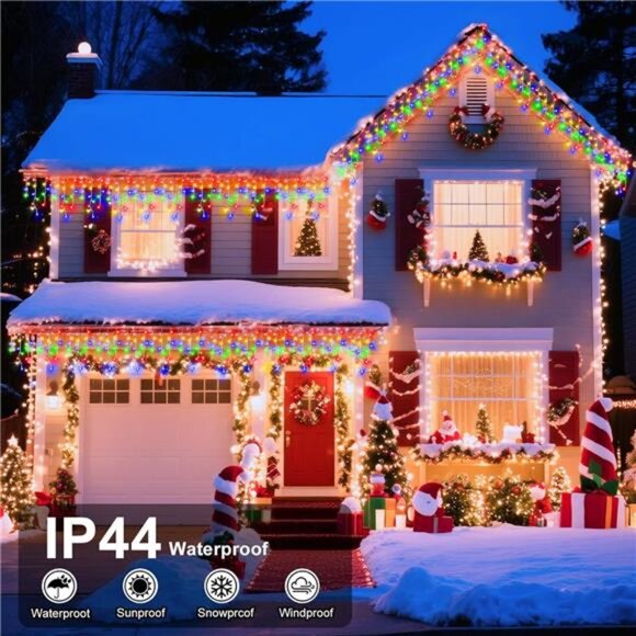 66ft Christmas Lights Decorations Outdoor, 640 LED 8 Modes Curtain - Picture 4 of 8